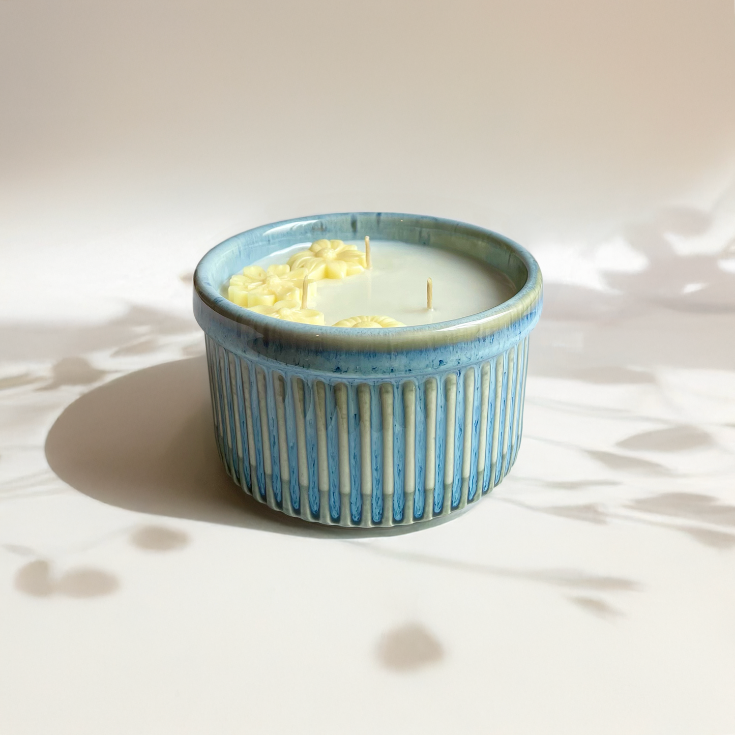 Honey Yuzu Tea // Blue Glazed Ribbed Stoneware