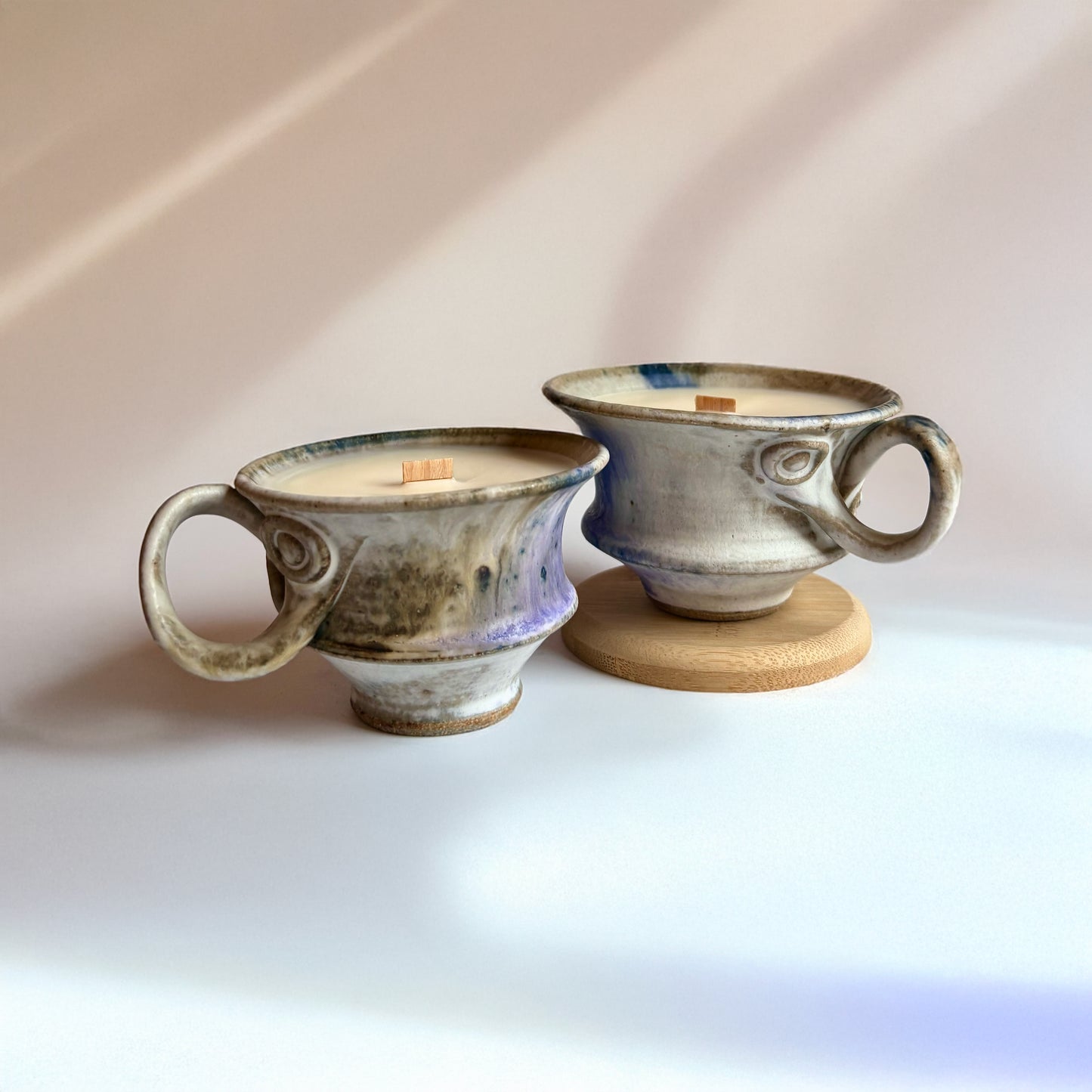 Jasmine Pistachio Crème // Set of 2 Artisan-Glazed Whimsy Teacups